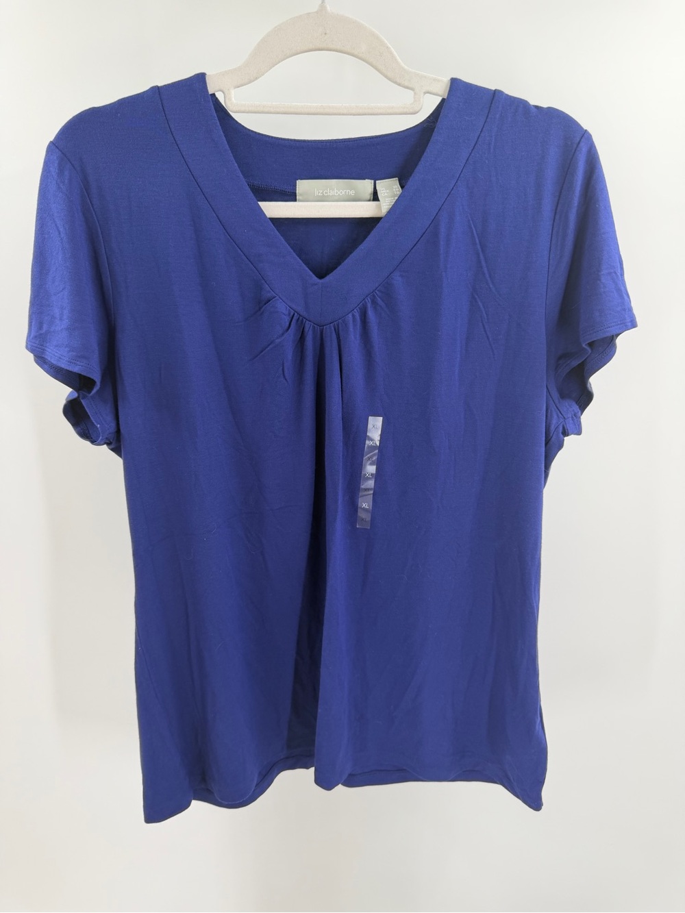 Liz Claiborne Soft Stretchy V Neck Short Sleeve Top Size XL Rayon New with tags